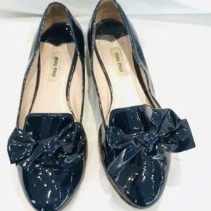 Miu Miu Bow Flat Sz 39 Patent Leather